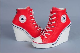 red high heel tennis shoes